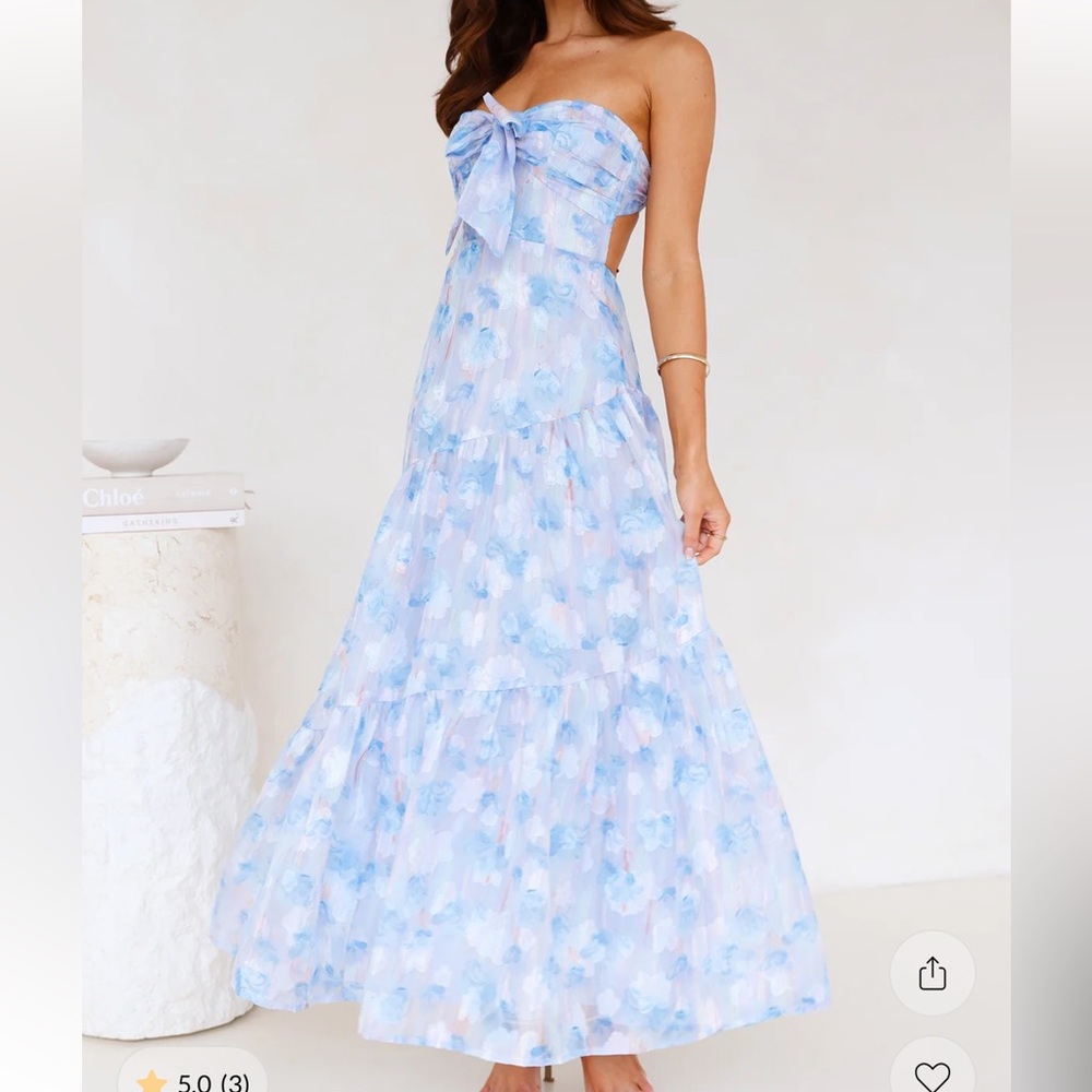 Hello Molly Pastel Blue Floral Strapless Maxi Dress - never worn!